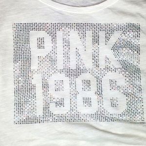 PINK Bling Crop Loose Fit Tee Size XS